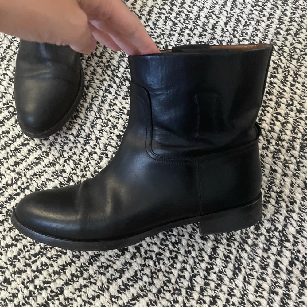 rag & bone | Round Toe Plain Leather Elegant Style Flat Boots